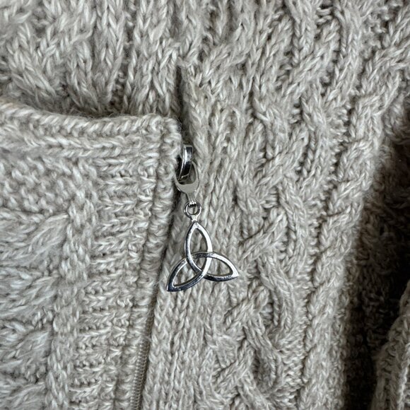 Aran Sweater Market Irish Wool Cardigan Women’s L Cable Knit Zip - Picture 3 of 11